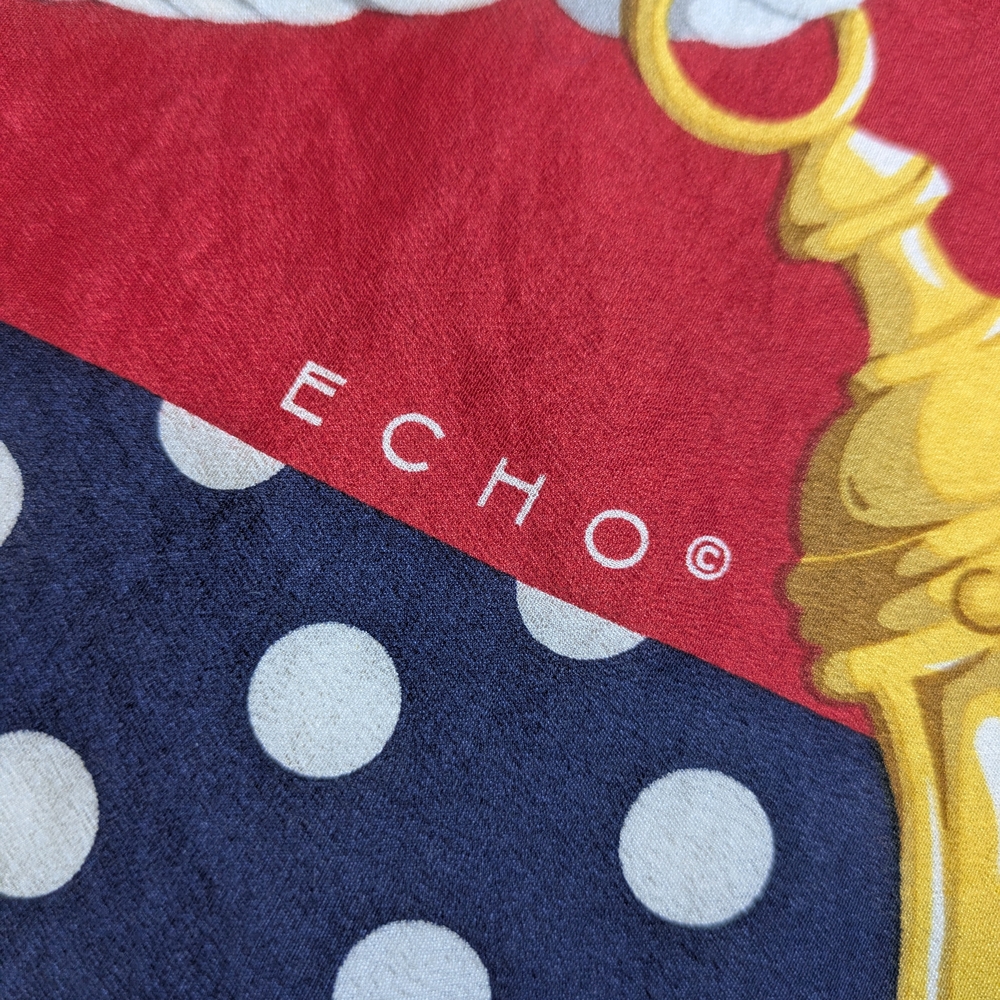 Echo Polka Dot and Nautical Print Silk Scarf Red White Blue Gold - Picture 2 of 8